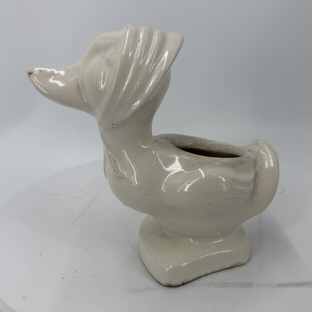 Vintage Ceramic Duck In Bonner Planter White Goose Planter  Bird Pot Cottagecore